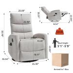 PELUMY 360° Swivel Rocker Recliner with Heat & Vibration Massage, Glider Rocking Chair for Adults, Compact Recliner for Living Room, Small Spaces, Nursery, Bedroom (Chenille, Light Grey)