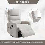 PELUMY 360° Swivel Rocker Recliner with Heat & Vibration Massage, Glider Rocking Chair for Adults, Compact Recliner for Living Room, Small Spaces, Nursery, Bedroom (Chenille, Light Grey)