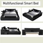 Wirktive Smart Bed with Massage Recliner Chair - Luxury Bed Frame Queen Size with Reading Light, USB Port and Speaker, Multifunctional Upholstered Bed Frame with Lift End Table and Storage Footrest