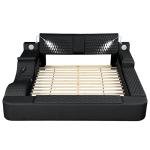 Wirktive Smart Bed with Massage Recliner Chair - Luxury Bed Frame Queen Size with Reading Light, USB Port and Speaker, Multifunctional Upholstered Bed Frame with Lift End Table and Storage Footrest