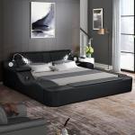 Wirktive Smart Bed with Massage Recliner Chair - Luxury Bed Frame Queen Size with Reading Light, USB Port and Speaker, Multifunctional Upholstered Bed Frame with Lift End Table and Storage Footrest