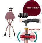 Folding Cane Seat 300 lbs Capacity Stool Adjustable Height Walking Stick for Elder Parents Gift (Brown)