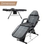 Favfurish Massage Salon Tattoo Chair,Multi-Purpose 3-Section Facial Bed Table, with Hydraulic Stool and Two Trays, Adjustable,fit for Beauty,Barber,Spa,Easy to Assemble, Black
