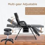 Favfurish Massage Salon Tattoo Chair,Multi-Purpose 3-Section Facial Bed Table, with Hydraulic Stool and Two Trays, Adjustable,fit for Beauty,Barber,Spa,Easy to Assemble, Black