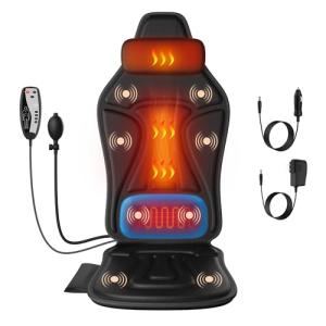 comrelax Back Massager for Chair with Heat, Massage Chair Pad with Lumbar Support & Vibration, Seat Massager for Seniors, Office Workers & Family, Fatigue & Pain Relief in Office, Home & Travel