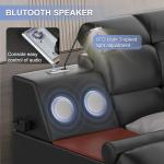 Multifunction Smart King Bed Frame, Luxury Upholstered Platform with Massage Recliner/Bluetooth Speaker/USB Charging Station/Storage Drawers, Leather Headboard/ Strong Wooden Slats, Black