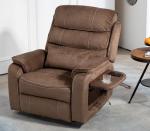 Brown Recliner Chair for Elderly | Tall and Big Man 400lbs | Chenille | Power Lift, Lay Flat, Stand Up, Wireless Charging Device, Extended Footrest, Massage Heat, Cup Holder, Lumbar Pillow