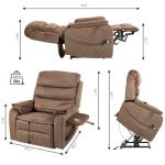 Brown Recliner Chair for Elderly | Tall and Big Man 400lbs | Chenille | Power Lift, Lay Flat, Stand Up, Wireless Charging Device, Extended Footrest, Massage Heat, Cup Holder, Lumbar Pillow