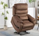 Brown Recliner Chair for Elderly | Tall and Big Man 400lbs | Chenille | Power Lift, Lay Flat, Stand Up, Wireless Charging Device, Extended Footrest, Massage Heat, Cup Holder, Lumbar Pillow