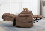 Brown Recliner Chair for Elderly | Tall and Big Man 400lbs | Chenille | Power Lift, Lay Flat, Stand Up, Wireless Charging Device, Extended Footrest, Massage Heat, Cup Holder, Lumbar Pillow