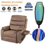 Brown Recliner Chair for Elderly | Tall and Big Man 400lbs | Chenille | Power Lift, Lay Flat, Stand Up, Wireless Charging Device, Extended Footrest, Massage Heat, Cup Holder, Lumbar Pillow