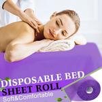 Buryeah 1 Roll 50 Pieces Disposable Non Woven Bed Sheets Massage Table Sheets Lash Bed Cover for Spa, Tattoo, Beauty Salon, Hotels, 32 x 71 Inch(Purple)