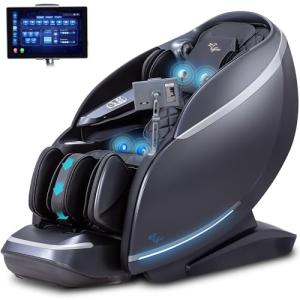 Alfine A688 Heaven Duet Massage Chair-4D & 3D Dual-Mechanism Zero Gravity Recliner with Yoga Stretch and Electric Automatic Footrest Extension-Full Body Relaxation, 20 Modes, AI Voice Control (Black)