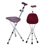 Folding Cane Seat 300 lbs Capacity Stool Adjustable Height Walking Stick for Elder Parents Gift (Silver)