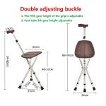Folding Cane Seat 300 lbs Capacity Stool Adjustable Height Walking Stick for Elder Parents Gift (Silver)