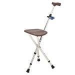 Folding Cane Seat 300 lbs Capacity Stool Adjustable Height Walking Stick for Elder Parents Gift (Silver)