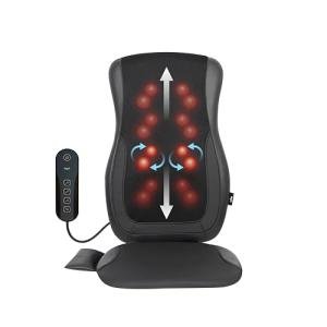 Mynt Black Acupressure Massage Chair Pad with 4 Deep Kneading Nodes, Shiatsu Back Massager for Chair with Heat, Heated Back Massage with a Cushion for Deep Tissue, Gift for Christmas