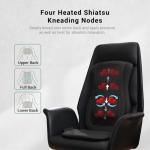 Mynt Black Acupressure Massage Chair Pad with 4 Deep Kneading Nodes, Shiatsu Back Massager for Chair with Heat, Heated Back Massage with a Cushion for Deep Tissue, Gift for Christmas