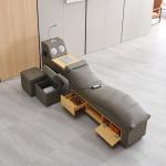 WAQINBR Multifunctional Queen Size Bed Frame, Modern Luxury Smart Bed with Massage Recliner/Music Speaker/USB Port/Storage Drawers, Adjustable Leather Upholstered Headboard, Grey