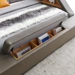 WAQINBR Multifunctional Queen Size Bed Frame, Modern Luxury Smart Bed with Massage Recliner/Music Speaker/USB Port/Storage Drawers, Adjustable Leather Upholstered Headboard, Grey