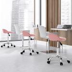 Nova Microdermabrasion Rolling Stool Swivel Salon Stool Chair Adjustable Drafting Tattoo Office Massage Medical Facial Spa with PU Cushion Backrest (Pink)