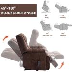 Large Electric Power Lift Recliners with Power-Remote,Medium-firm and Heavy Duty,Dual Motor Heat Massage Infinite Position Up to 350 LBS Electric Recliner Sofa Chair for Elderly (Brown, Medium Fabric)