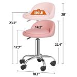 Nova Microdermabrasion Rolling Stool Swivel Salon Stool Chair Adjustable Drafting Tattoo Office Massage Medical Facial Spa with PU Cushion Backrest (Pink)
