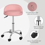 Nova Microdermabrasion Rolling Stool Swivel Salon Stool Chair Adjustable Drafting Tattoo Office Massage Medical Facial Spa with PU Cushion Backrest (Pink)