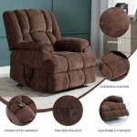 Large Electric Power Lift Recliners with Power-Remote,Medium-firm and Heavy Duty,Dual Motor Heat Massage Infinite Position Up to 350 LBS Electric Recliner Sofa Chair for Elderly (Brown, Medium Fabric)