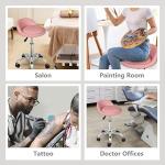 Nova Microdermabrasion Rolling Stool Swivel Salon Stool Chair Adjustable Drafting Tattoo Office Massage Medical Facial Spa with PU Cushion Backrest (Pink)