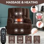 Large Electric Power Lift Recliners with Power-Remote,Medium-firm and Heavy Duty,Dual Motor Heat Massage Infinite Position Up to 350 LBS Electric Recliner Sofa Chair for Elderly (Brown, Medium Fabric)