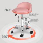 Nova Microdermabrasion Rolling Stool Swivel Salon Stool Chair Adjustable Drafting Tattoo Office Massage Medical Facial Spa with PU Cushion Backrest (Pink)