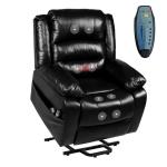 Naomi Home Whitney Swivel Recliner Chair with Massage & Ottoman, Black Air Leather – Modern Lounge Chair for Living Room, Bedroom & Nursery