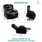 Naomi Home Whitney Swivel Recliner Chair with Massage & Ottoman, Black Air Leather – Modern Lounge Chair for Living Room, Bedroom & Nursery