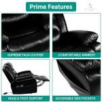 Naomi Home Whitney Swivel Recliner Chair with Massage & Ottoman, Black Air Leather – Modern Lounge Chair for Living Room, Bedroom & Nursery