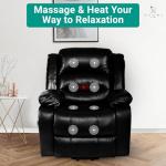 Naomi Home Whitney Swivel Recliner Chair with Massage & Ottoman, Black Air Leather – Modern Lounge Chair for Living Room, Bedroom & Nursery