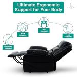 Naomi Home Whitney Swivel Recliner Chair with Massage & Ottoman, Black Air Leather – Modern Lounge Chair for Living Room, Bedroom & Nursery