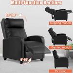 Kids Recliner Chair Leather Single Sofa Adjustable Lounge Chair Massage Gaming Home Theater Seating with Footrest Padded Headrest for Boys Girls Living Room Reading Chair, Black