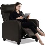 Kids Recliner Chair Leather Single Sofa Adjustable Lounge Chair Massage Gaming Home Theater Seating with Footrest Padded Headrest for Boys Girls Living Room Reading Chair, Black