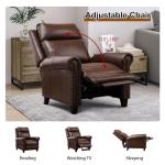 CANMOV Leather Pushback Recliner Chair, Classic and Traditional Push Back Recliner Chair with Rivet Decoration for Living Room, Adjustable Single Sofa, Brown