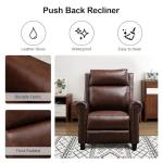 CANMOV Leather Pushback Recliner Chair, Classic and Traditional Push Back Recliner Chair with Rivet Decoration for Living Room, Adjustable Single Sofa, Brown