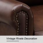 CANMOV Leather Pushback Recliner Chair, Classic and Traditional Push Back Recliner Chair with Rivet Decoration for Living Room, Adjustable Single Sofa, Brown