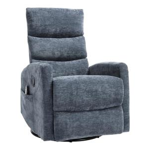 PELUMY 360° Swivel Rocker Recliner with Heat & Vibration Massage, Glider Rocking Chair for Adults, Compact Recliner for Living Room, Small Spaces, Nursery, Bedroom (Chenille, Blue)