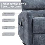 PELUMY 360° Swivel Rocker Recliner with Heat & Vibration Massage, Glider Rocking Chair for Adults, Compact Recliner for Living Room, Small Spaces, Nursery, Bedroom (Chenille, Blue)