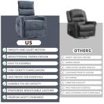 PELUMY 360° Swivel Rocker Recliner with Heat & Vibration Massage, Glider Rocking Chair for Adults, Compact Recliner for Living Room, Small Spaces, Nursery, Bedroom (Chenille, Blue)