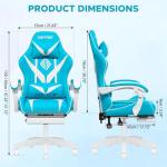 Light Blue Gaming Chair with Massage and Footrest