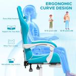Light Blue Gaming Chair with Massage and Footrest