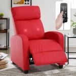 Red PU Leather Massage Recliner Chair with Footrest