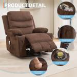 Compact Massage Recliner with Swivel and Cup Holder