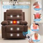 Compact Massage Recliner with Swivel and Cup Holder